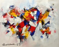 Mashkoor Raza, 30 x 36 Inch, Oil on Canvas, Abstract Painting, AC-MR-637